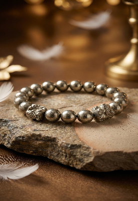 Pyrite Bracelet - Attract Wealth, Prosperity and Success Hover Image